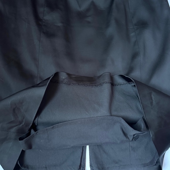 Kay Unger Portrait Black Satin V-Neck Shawl Collared Sheath Evening Dress Size 8 - Picture 5 of 10